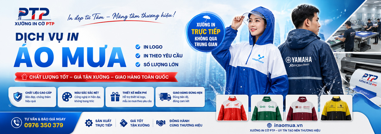 banner in áo mưa
