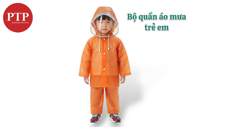 Áo mưa bộ trẻ em có kính chắn nước