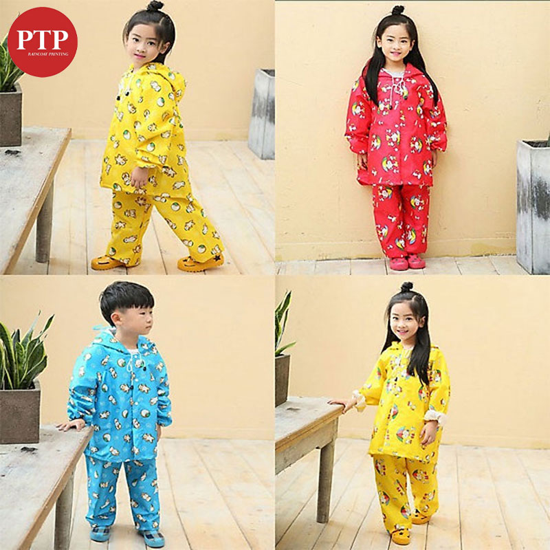 Áo mưa bộ trẻ em họa tiết hoạt hình