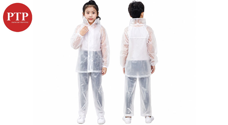 Áo mưa bộ trẻ em trong suốt